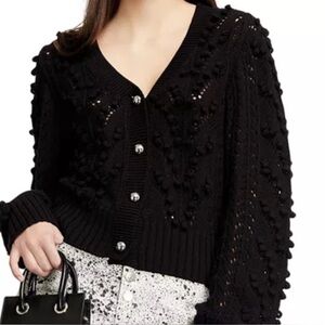 The Kooples Black Textured Knit Cardigan